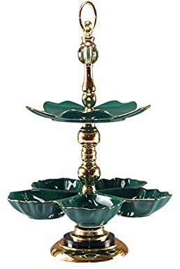 ABBNIA alzate per Dolci Alzata per Dolci in Ceramica Creativa Tavolo da Dessert a Strati Verde Elegante Alzata per Cupcake da Dessert per Feste del tè, Matrimonio e Compleanno alzate per Dolci