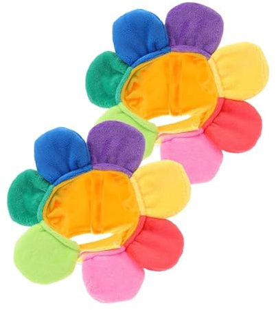 2 StüCk Sonnenblumen-Haarschmuck FüR Katzen Und Hunde, PlüSch-KostüM FüR Haustiere, PartyhüTe FüR Kuscheltiere, Mini PartyhüTe FüR Katzen, 20x20x4cm