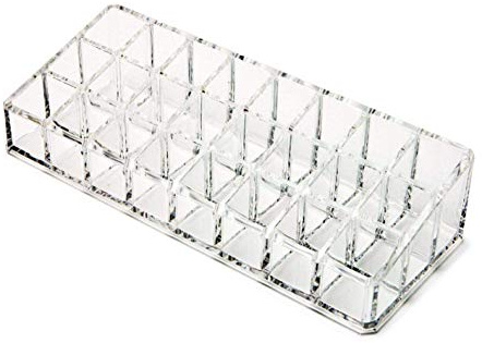 YKXIMS Multi Grid Acrylic Lipstick Holder, 24 Grids Clear Plastic Lip Gloss Case Display Rack Makeup Organizer, 24 Grid New Acrylic Holder, M, Antique