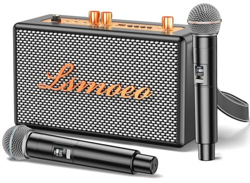 Karaoke Machine for Adults,2 Wireless Microphones for Karaoke Speaker, Portable Microphone and Speaker Support Four-Channel Microphone Expansion for Home Party,Picnic,Car,Indoor/Vintage Gifts