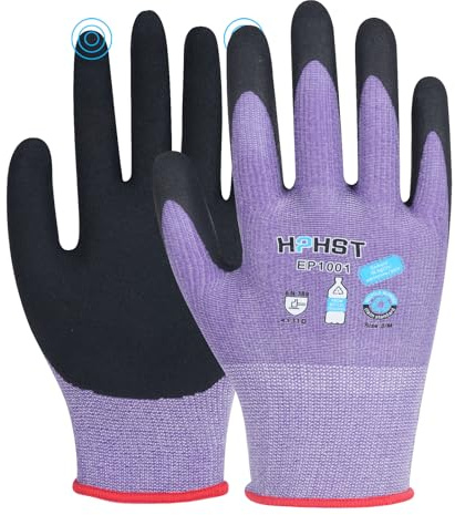 HPHST 3 Paar Latex Beschichtete Frauen Gartenhandschuhe, mit optimaler Griffigkeit & feinem Tastgefühl umweltfreundliche Schutzhandschuhe für Haus- Gartenarbeit Lila (S)