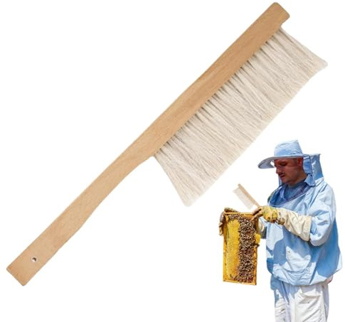 Bee Brush Beekeeping, 15.7×3×0.4 Inch Beekeeping Brush for Beekeepers, Cleaning Beehive Tool with Wooden Handle Natural Horsehair Honeybee Supplies for Men Women Beginners