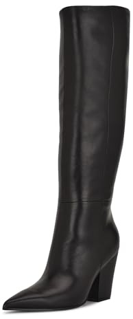 Nine West Botas altas Adera para mujer, Piel negra 002, 40 EU