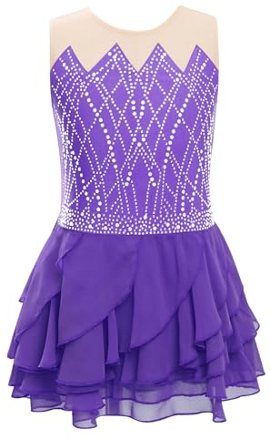 Riismen Eiskunstlauf Kleid Kinder Ballettkleid Ärmellos Rollkunstlauf Kürkleid Latein Tanzkleid Jazz Modern Mit Integrierter Slip Tutu Kleid Druckknöpfe Performance