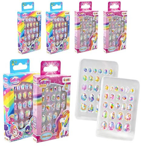 CRAZE Sticker per Unghie Galupy, Confezione da 4-96 Unghie Finte Autoadesive per Bambine, Set Manicure per Bambina