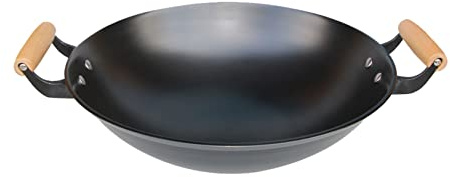 Pentola Wok In Ghisa, Pentola In Ghisa Con Base Rotonda, Pentola Grande In Ferro, Design Tradizionale Con Manico A Doppia Orecchia, Wok In Ferro Per Uso Domestico E Commerciale, Diametro 46 Cm