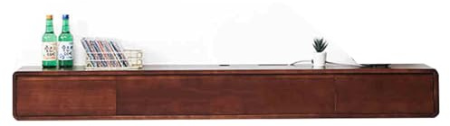 Meuble TV mural en bois massif – Console multimédia flottante avec rangement, armoire suspendue élégante en noyer (160 x 20 x 24 cm)