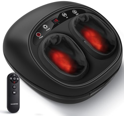 MASGRE Foot Massager with Heat, Deep Kneading Therapy Compression, Shiatsu Feet Massager Machine for Plantar Fasciitis, Neuropathy Pain, Birthday Gifts for Women Mom Men Dad