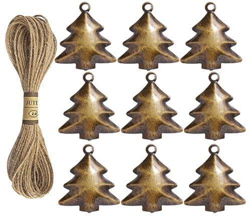Campane Decorative 9 Pezzi, Campanelle Metalliche Decorazioni Natale con Corda 2 Metri, Pendente Festivo per Feste Natalizie Casa Porta Famiglia Celebrazione Invernale Interno