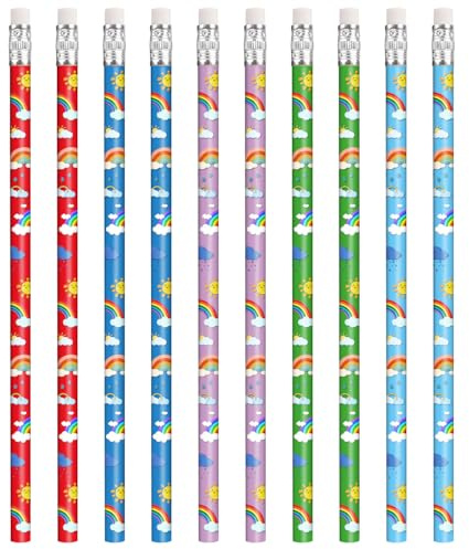 Ezydka 10 Stück Regenbogen Bleistift Mädchen Geschenk Regenbogen Bleistifte | Regenbogen Bleistift mit Radiergummi für Schule, Kindergeburtstag Party Mitgebsel, Geburtstag