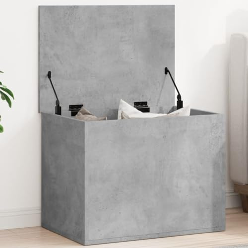 Mokuyary kista betonggrå 60 x 42 x 46 cm träbaserade förvaringskista, sittbänk, sängkista med förvaringsutrymme sittkista för hall, sovrum, vardagsrum
