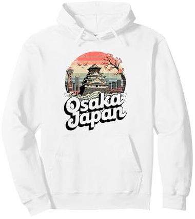 Osaka Japón Sunset Vintage Art Cherry Blossom Souvenir Sudadera con Capucha