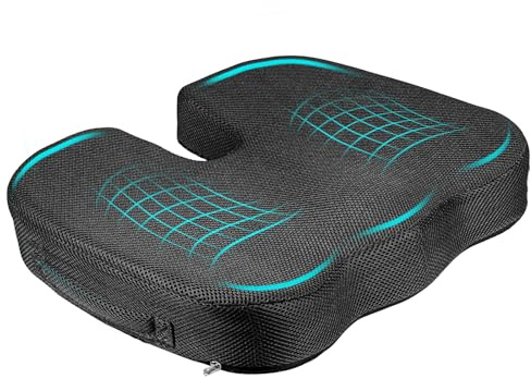 GreenWhim Memory Foam Seat Cushion for Office Chair, U Shaped Ergonomic Chair Pad for Back Support Ideal for Desk Chair Gaming Office Car Seat Driving Use 41x40x10cm
