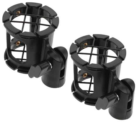 FRCOLOR Soporte Fácil Instalación de Micrófono Antivibración de Plástico Negro Clip 2 Piezas para Micrófono de Condensador para Podcast y Radiodifusión