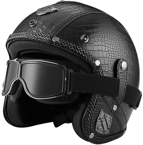 Casco Jet e Demi-Jet Moto Caschi Aperto Casco Con Mascherina Staccabile 3/4 Casco Moto Scodella Style Vintage Omologato ECEDOT Caschi Cromwell Casco Ciclomotore Per Uomo Donna F,S(55~56CM)