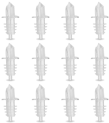 Notana Liquor Bottle Pourers – Clear Speed Pourers with Universal Fit, Drip-Free Alcohol Bottle Pour Spouts for Home Bar, Restaurant, Lounge, and Bartending Use - 12 Pack