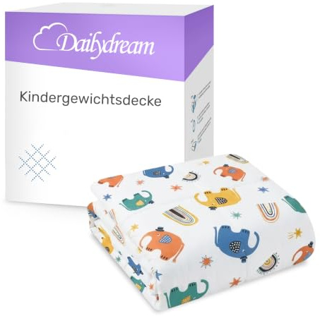 Dailydream Manta Pesada para niños, 90 x 120 cm, 2,5 kg, diseño de Espacio, de algodón 100%, Relleno de Perlas de Cristal, Manta terapéutica para Peso Corporal 20-35 kg
