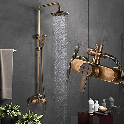 Antique Brass Shower System, Wall-Mounted, Hot & Cold Water, Ele Bathtub Shower Faucet for Bathrooms, ry Bathroom Fixtures
