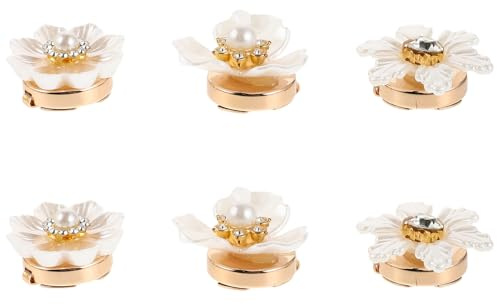 Amosfun Elegante Manschettenknöpfe mit Strasssteinen und Perlen 3 Paar für Damen Abnehmbar in Blumenform Leicht aus Legierung für Festliche Anlässe und Business Meetings