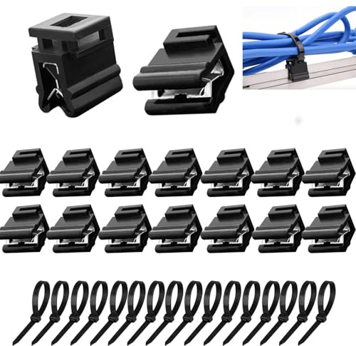 16 Supporti per Fascette Fermacavi 13.8 x 11.3 x 3 mm Fascette Stringicavo in Plastica con Clip Edge Nero Plastica Fascette Stringicavo con Clip Edge Per L'utilizzo in Officine e Abitazioni