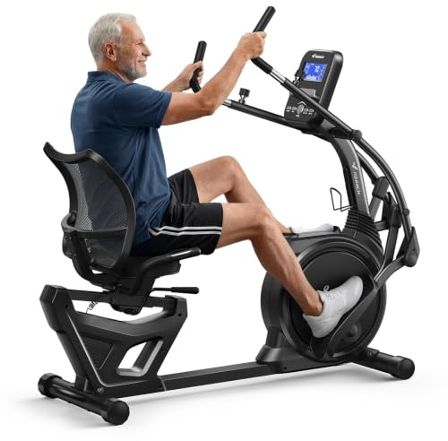 MERACH 2-in-1 Elliptical Recumbent Exercise Bike with Adaptive Resistance
