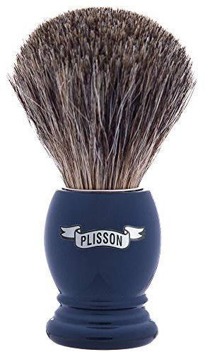 PLISSON – Rasierpinsel aus qualitativem Dachshaar – Für die Nassrasur – Größe 12 – Griff aus Acetat in Perlengrau – Russian Grey – Made in France