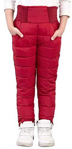 UGREVZ Girls Boys Snow Pants 2-9 years old Thick Winter Warm Pants Girl Activewear Clothes(A0001Red-8)