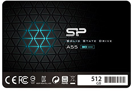 Silicon Power SSD 512GB 3D NAND A55 SLC Cache Performance Boost 2.5 Pollici SATA III 7mm (0.28) SSD interno