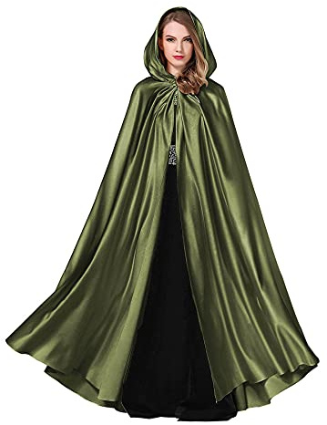 BEAUTELICATE Capa con Capucha Medieval Mujer Disfraz Abriga Larga para Novia Vampiro Princesa Bruja Halloween Navidad Fiesta Cosplay Fotografía （Ejército Verde）