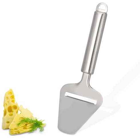 Käsehobel Set, Käsemesser Profi Käseschneider, Holzgriff Cheese Slicer, Käsehobel, Käseschneider aus Edelstahl Cheese Slicer mit langem Griff 21.5 cm Käsemesser für Block- und Hartkäse, Käse, Butter