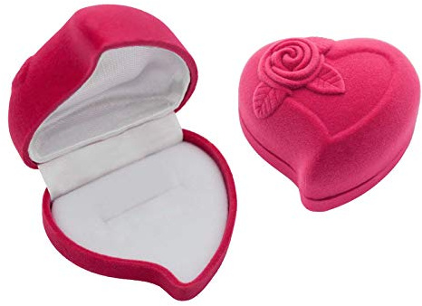 maDDma Ringetui in Herzform aus Samt mit Rosenverzierung 1 Stück Ringbox Schmucketui Schmuckdose Geschenkbox