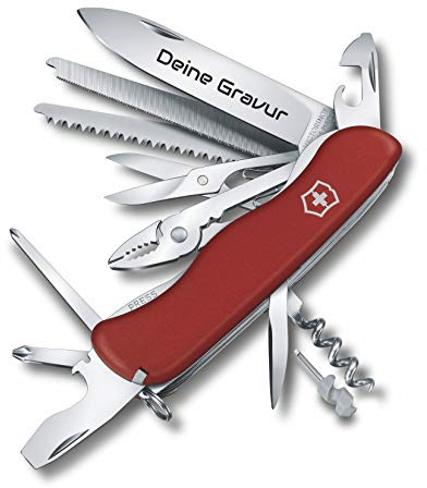Taschenmesser Work Champ mit Wunsch Gravur auf der Klinge I Geschenk für Männer Frauen I zum Geburtstag I Schweizer Taschenmesser personalisiert mit 21 Funktionen 0.8564