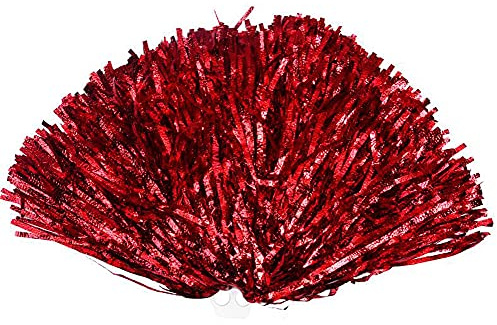 Jingyun 2er Pack Cheerleading Pom Poms Sport Tanz Cheerleader Poms Bunte Cheerleading Poms für Kinder Erwachsene Teamgeist Jubel-rot