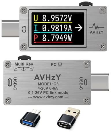 USB Power Meter USB 3.1 Typ-C Tester Digital Multimeter Stromtester Spannungsdetektor DC 26V 6A PD 2.0/3.0 QC 2.0/3.0/4.0 pps Trigger