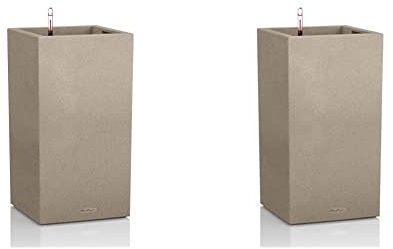 Lechuza Komplett-Set für den Garten 40x40x76 cm beige & Canto Stone 30 high, Sandbeige, Hochwertiger Kunststoff, Inkl. Bewässerungssystem, Herausnehmbarer Pflanzeinsatz, 13601