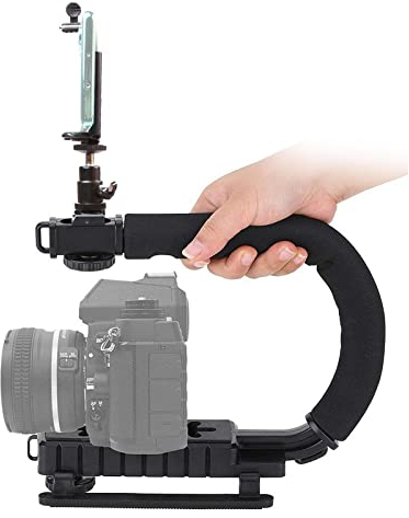 HWAMART Stabilisateur d'appareil Photo pour Smartphone, poignée de stabilisation d'action vidéo, poignée de stabilisation Portable avec Sabot de téléphone Portable