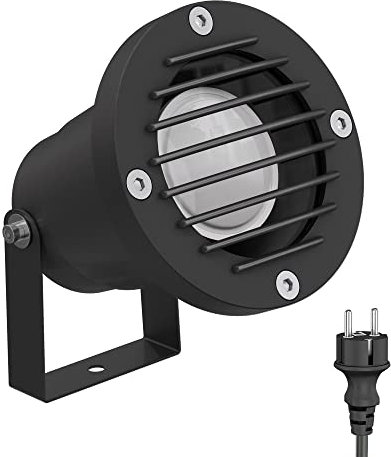 ledscom.de Foco LED para jardín DUK, rejilla para exteriores, negro, IP65, incl. lámpara GU10 630lm, blanco cálido
