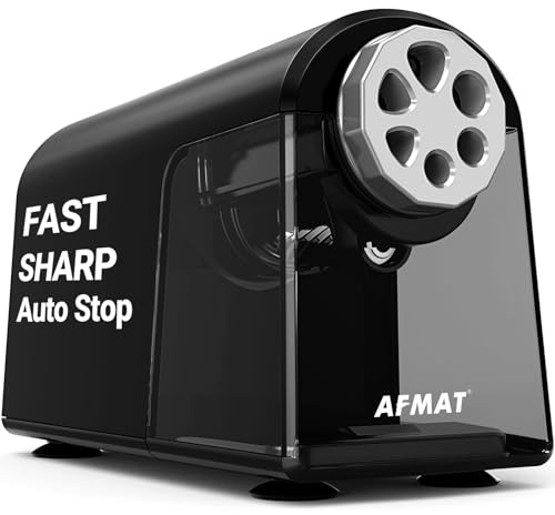 AFMAT Electric Pencil Sharpener for Classroom, 6 Holes, Heavy Duty Pencil Sharpeners for Home, Pencil Sharpener Plug in for 6-11mm Pencils, Auto Stop, Super Fast, Save Pencils, PSX2