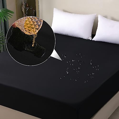 ohano Protector de colchón impermeable de 200 x 200 cm, sábana bajera ajustable, impermeable y transpirable, protector de incontinencia, protección contra la humedad, sábana bajera, para todas las