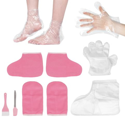 Revestimientos Para Manos Y Pies De Cera Parafina, Guantes Desechables Manoplas De Cera Juego De Pies Manoplas De Algodón Suave Pies Kit De Cuidado De Manos Para El Cuidado De Manos Y Pies