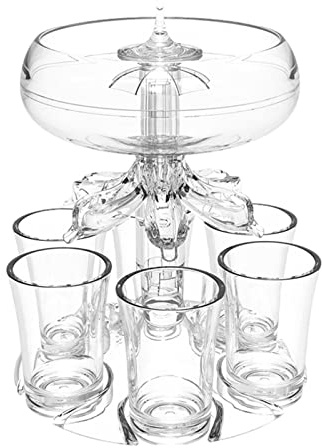 pologmase Dispenser per bicchierini da liquore, dispenser trasparente per 6 bicchierini da shot e supporto, dispenser per bevande per feste, dispenser per liquori in acrilico, per casa e