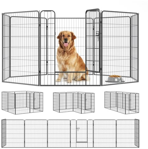Qianruida Parc Pour Chiens 80cm x 100cm Haut Enclos Chiens Intérieur/Extérieur Portable Animaux Grillage 8 Panneaux
