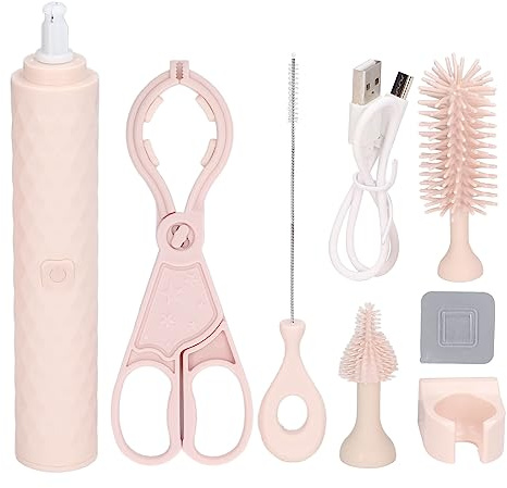 Elektrisches Flaschenbürsten-Set, 2 Gänge, Wasserdichter Flaschenreiniger (Rosa)