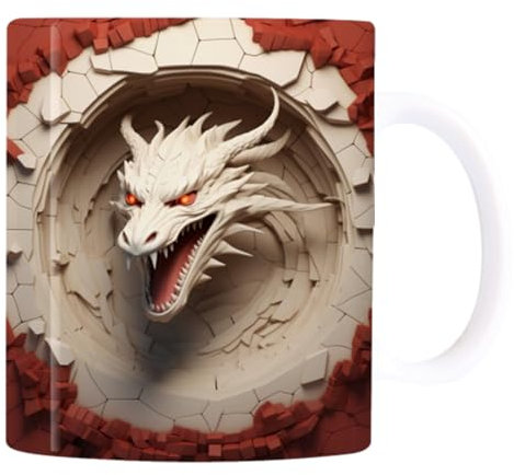 bellv Tazza da caffè con segno zodiacale Drago,2024 Tazza di caffè del segno zodiacale cinese drago | 2024 Anno del drago 2024 Tazza da 11oz Ceramica per gli amanti del tè del latte del caffè