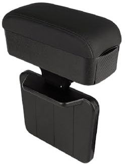 Qirc Auto Armlehnen-Schutz Mittelkonsole Armlehnen-Verlängerung Ellenbogen- und Unterarm-Handgelenkstütze mit einstellbarer Höhe Komfort-Polster Universal (Schwarz - mit Getränkehaltern)