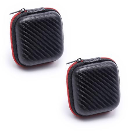 Sac Rangement, 2 pcs Voyage Antichoc Organisateur, Etui pour Disque Dur Externe, Sac de rangement pour casque, Sac Protection Pochette, pour Clé USB Chargeur, écouteur, noir, rouge, 7.5 * 7.5 * 3cm