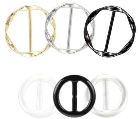 Mabor Lot de 6 pinces à cravates pour écharpe, chemise et vêtements pour femmes, pinces à taille en métal et résine ronde pour écharpe, t-shirt, vêtements, chapeau