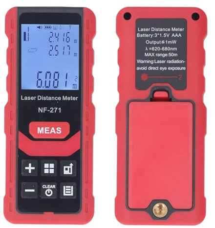 Rankomu 50m Laser Distance Meter, Portable Levelling Tool Distance Meter Accuracy ±2mm Electronic Measure Distance Ruler, for Building Engineering