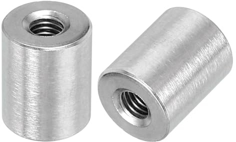 QUARKZMAN 10pcs M5 Rond Connecteur Écrous, 304 Inox Acier Accouplement Écrou 15mm/0.6 Longueur Manchon Tige Barre Goujon Écrou pour Support, M5x15x12mm