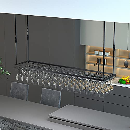 IBOWZ Deckenverzierung Deckenregal Industrielles Weinglasregal aus Metall, Weinglashalter, Deckenmontiertes Weinglas-Hängegestell, höhenverstellbares Weinglasregal, für Bars, Restaurants, Küchen